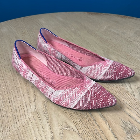 Rothy's Shoes - Rothy’s The Point Pink Plaid Limited Edition Ballet Flats Women’s Size 8.5